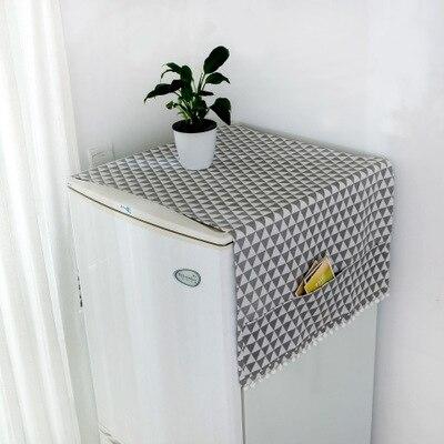 Linen Gray Geometric Réfrigérateur Cover Single Door Dust Cover Garden Double Open Drum Washing Machine Towel Cloth Household
