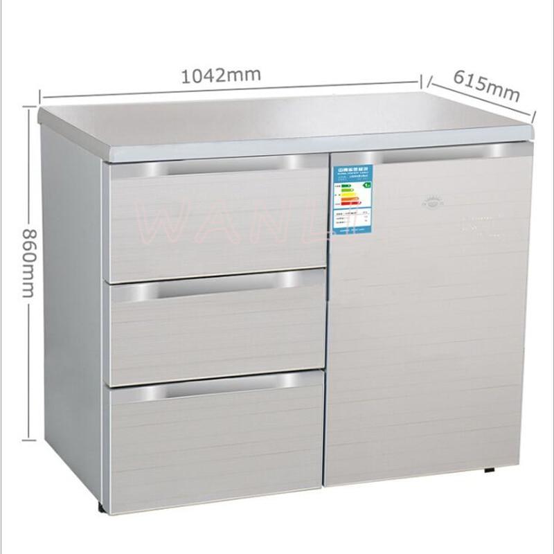220V 130W 210L Household Horizontal Réfrigérateur Kitchen Console Three-drawer Open Door Réfrigérateur