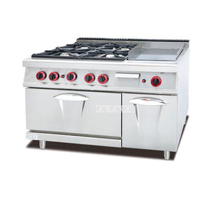 GH-996A Commercial Kitchen Equipment Cabinet 4-Burners Gas Cooking Range With Four And Griddle Industrial Outdoor Stove Cooker